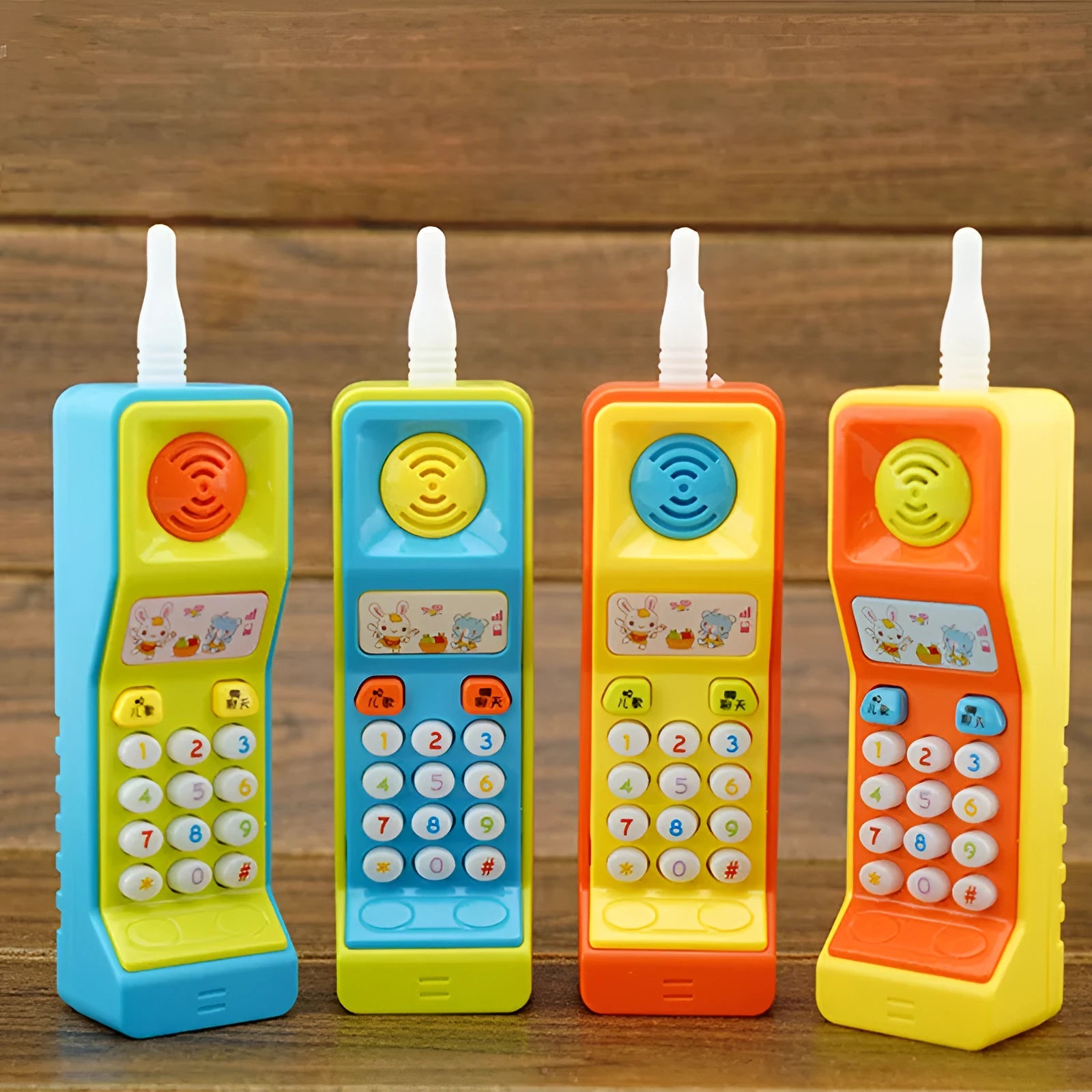 Electric children's educational toy with sound, light and cartoon animal designs for age 3+