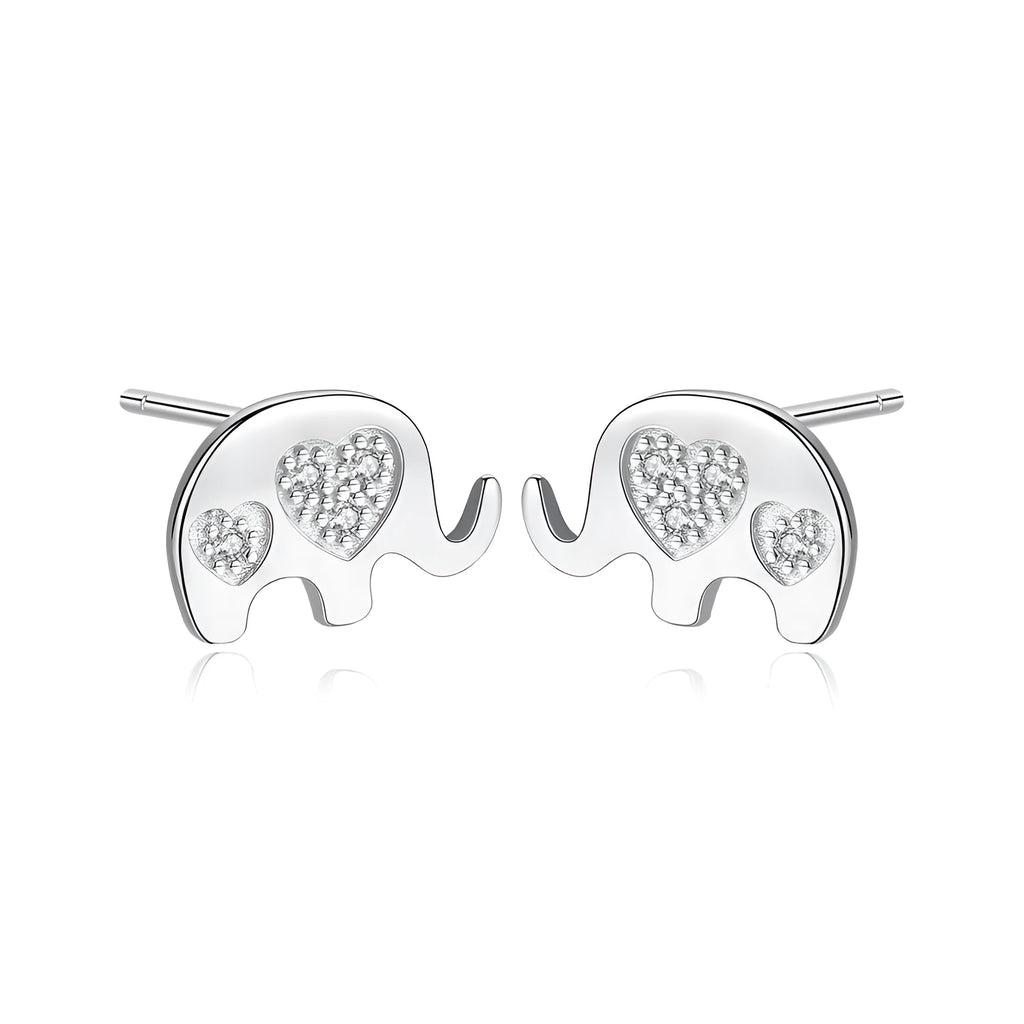 Small geometric Korean earrings for women in gold or silvery finish with gem setting detail