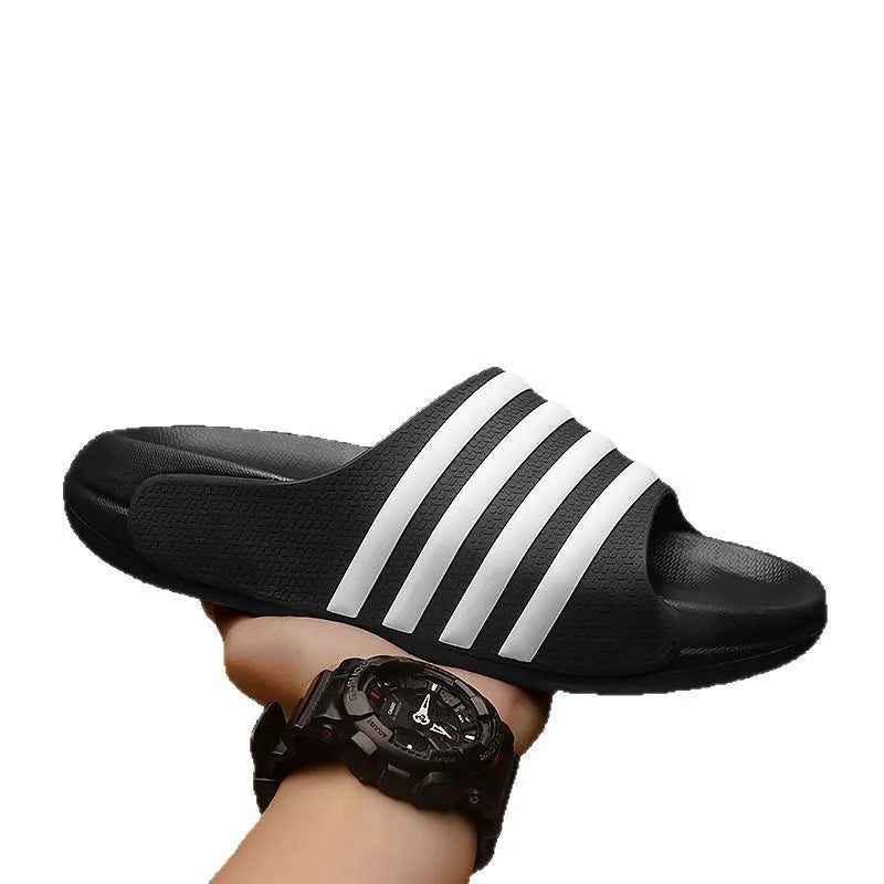 Casual EVA sole PVC slippers in beige, black and white, blue and white, or green colours