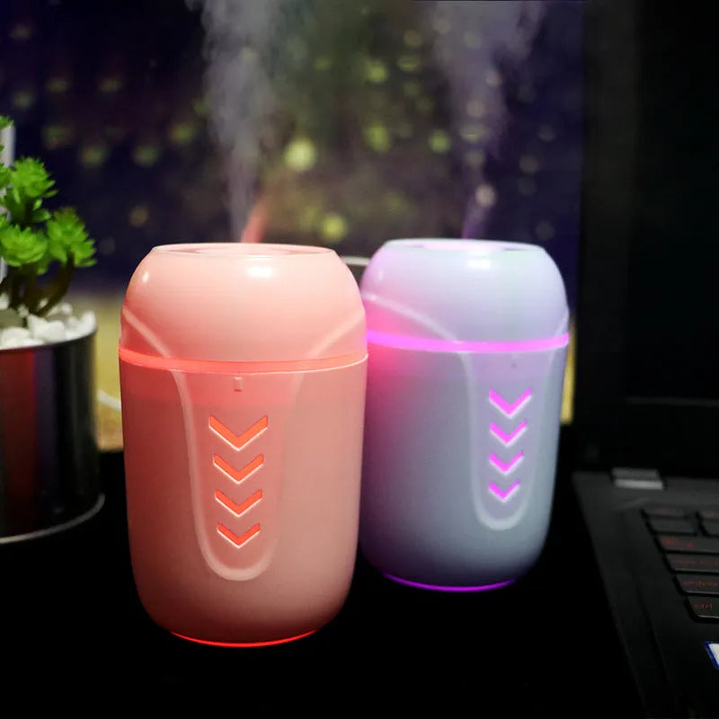X3 portable car humidifier in columnar design with USB cable, showing blue colour option