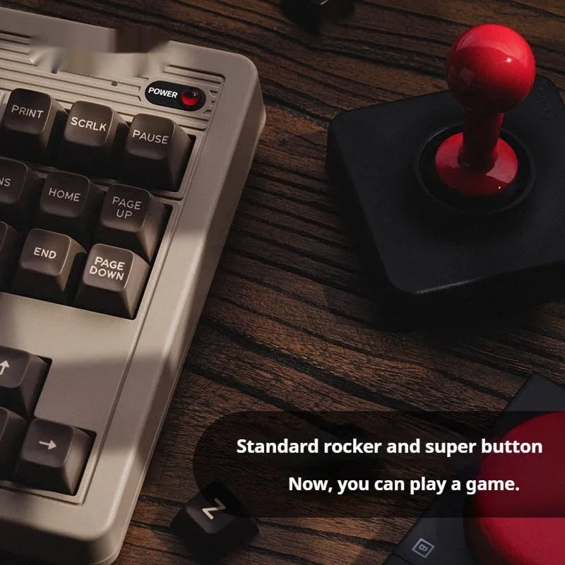 Retro87 C64 wireless Bluetooth mechanical gaming keyboard with vintage design on desk