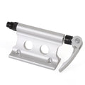 Silver metal bicycle front fork quick release fixing clip shown isolated