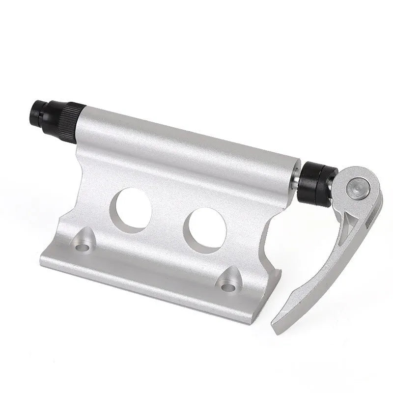 Silver metal bicycle front fork quick release fixing clip shown isolated