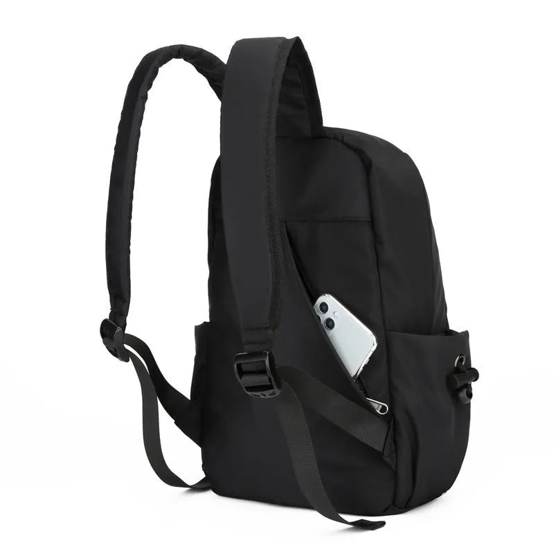 Oxford cloth backpack for men in black or gray with breathable design and polyester cotton lining