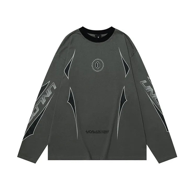 Grey cotton men's pullover sweatshirt with drop shoulder sleeves and loose fit