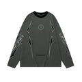 Grey cotton men's pullover sweatshirt with drop shoulder sleeves and loose fit