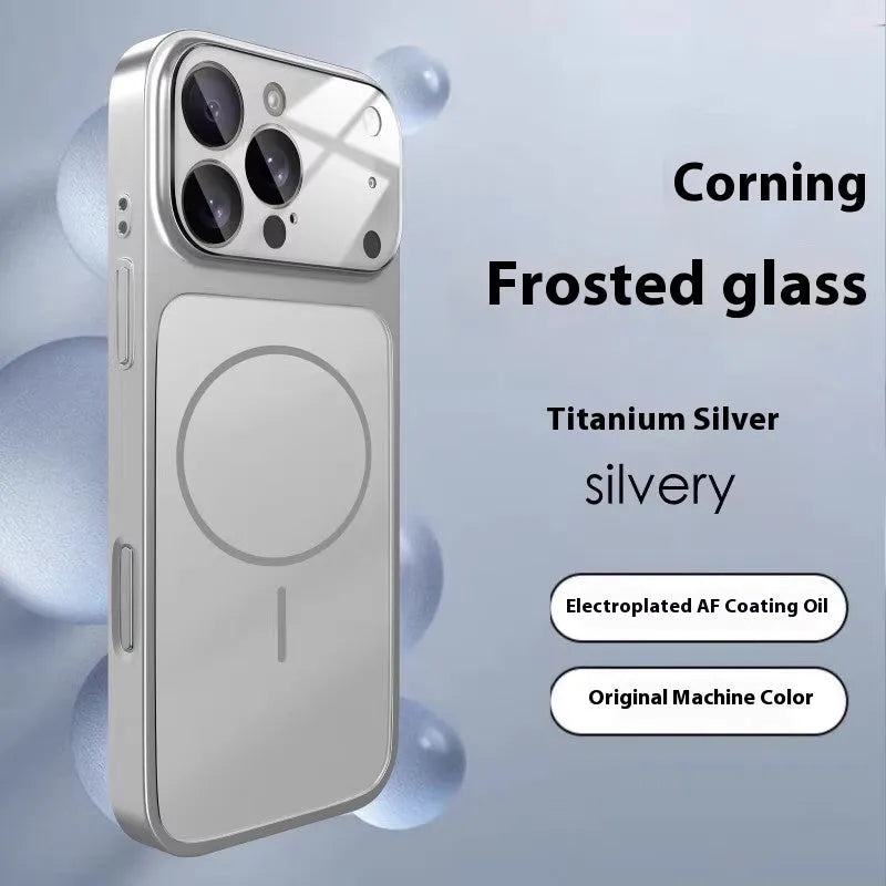 Tempered glass magnetic phone case for iPhone with frosted surface in multiple colour options