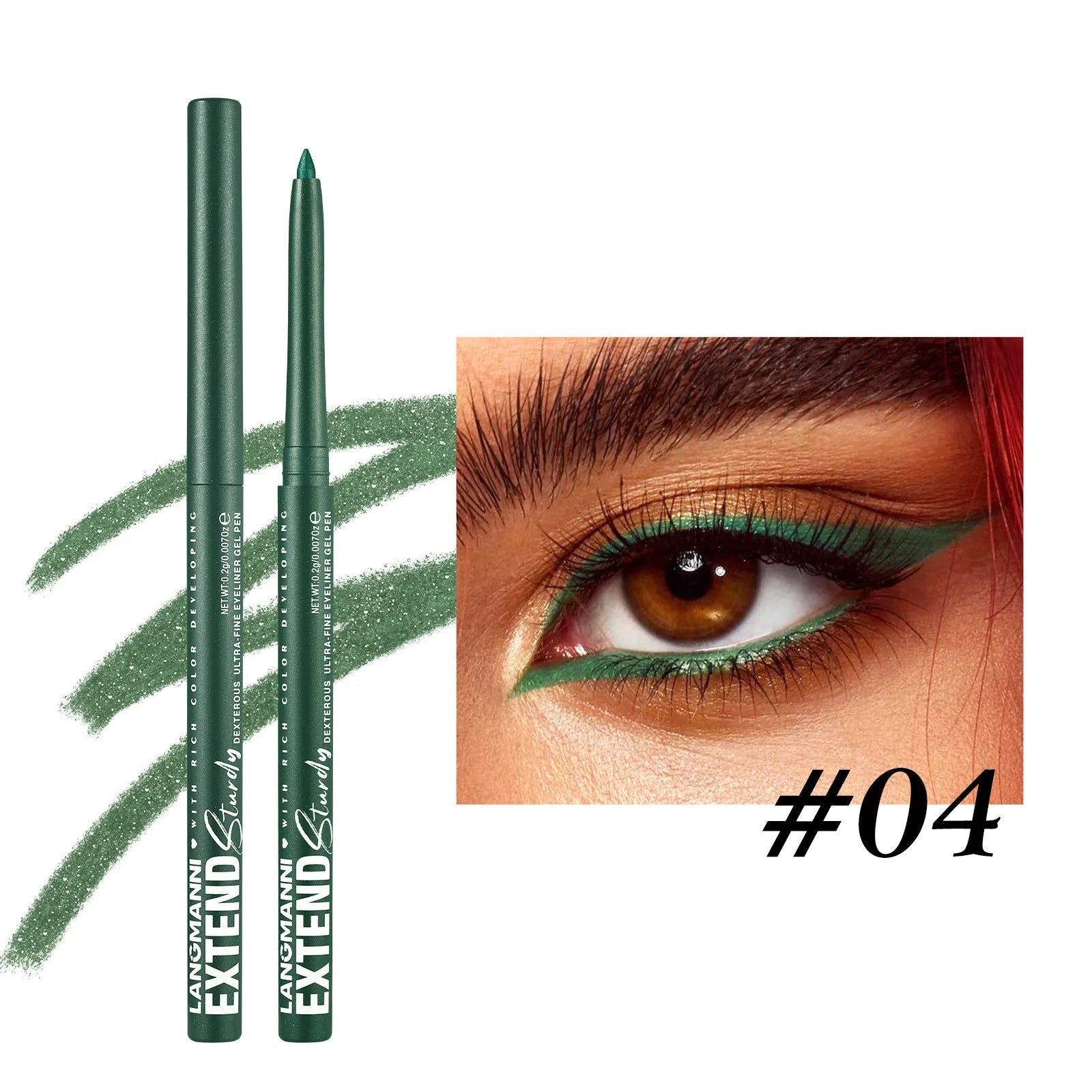 12 colourful gel glitter eyeliner pencils set showing matte metallic and pearl finishes