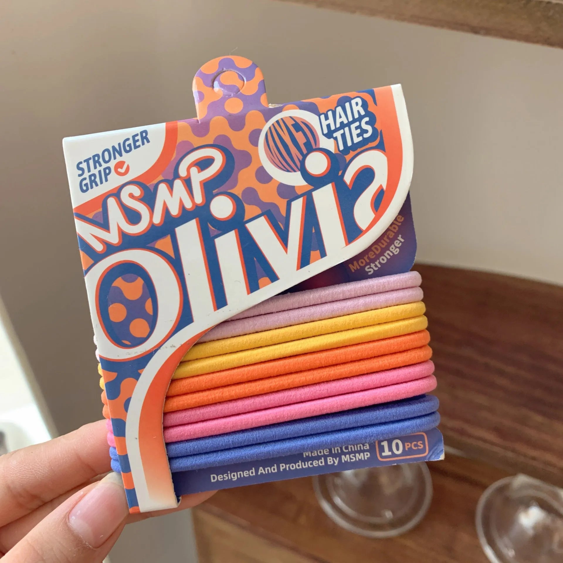 Candy colour braided rubber hair bands for ponytails and braids without metal closures