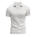 Men's casual V-neck t-shirt in loose fit with short sleeves, shown in light blue colour