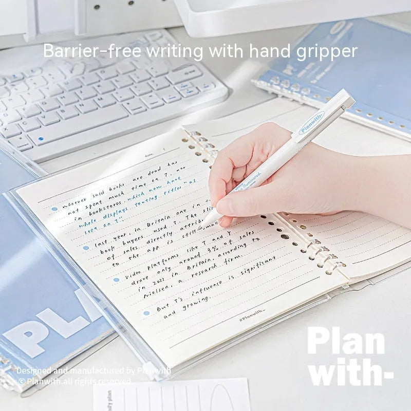 A5 PVC spiral notebook in white or blue colour showing dimensions of 148 x 210mm