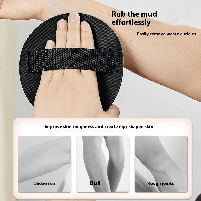 Rubber round cake finger style bath mat for women on a bathroom floor