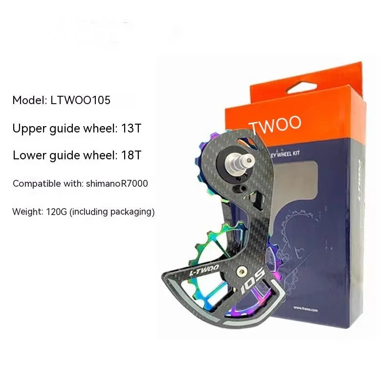 LTWOO 105 blue aluminium rear derailleur pulley kit compatible with Shimano R7000