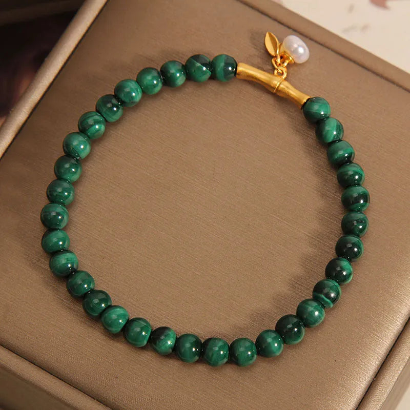 White crystal lucky bamboo bracelet for women with high-rise design on wrist