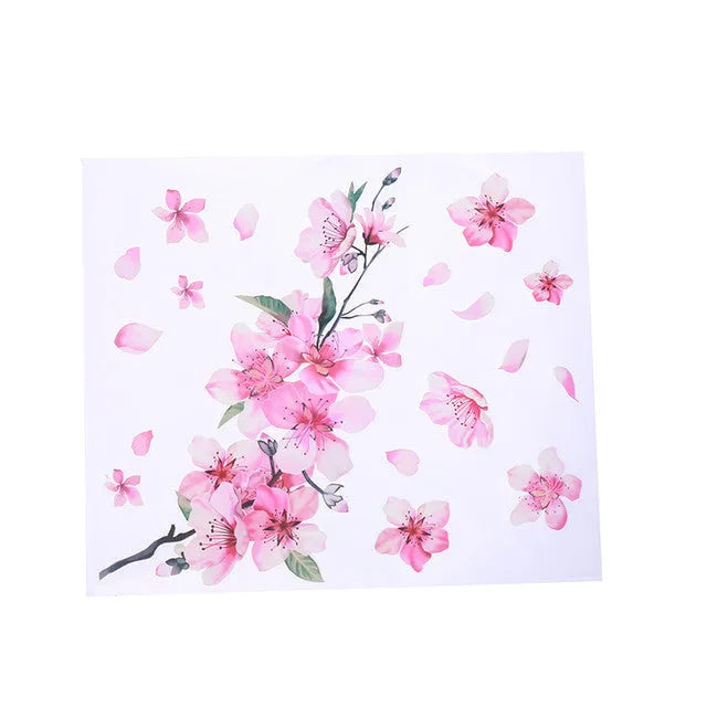 Cherry blossom flower design vinyl car sticker shown in two size options.