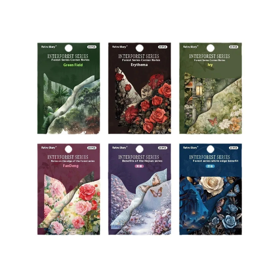 Creative bookmarks with DIY hand-account notes in six colour variations on light paper