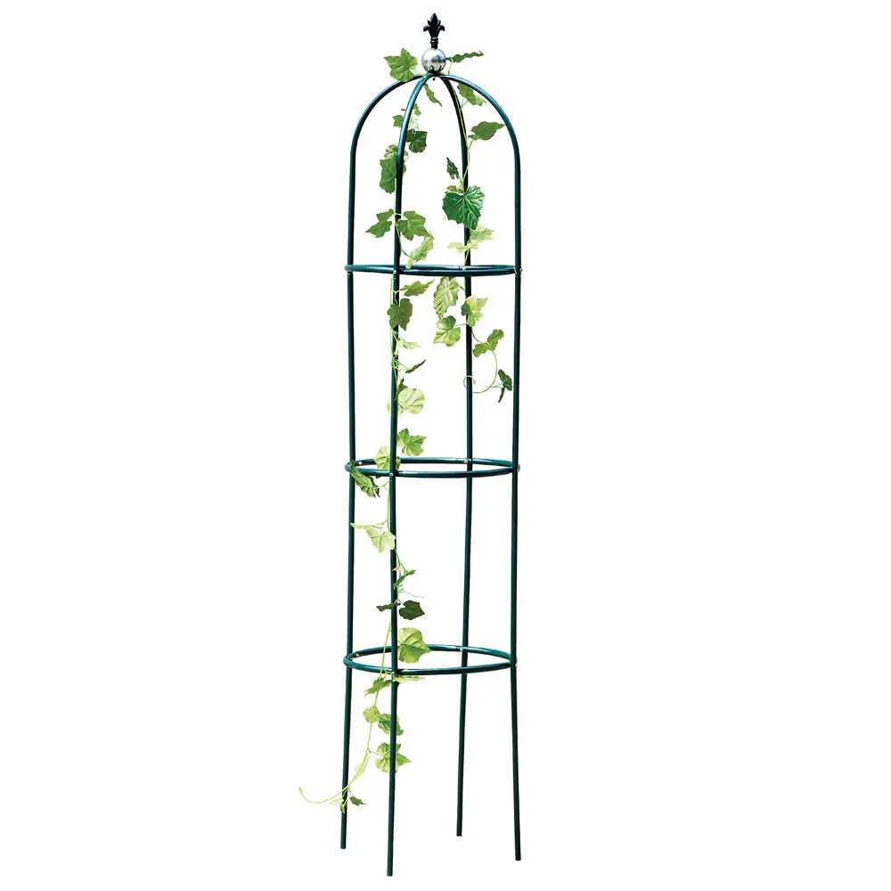 Dark green iron plant climbing frame with lattice design measuring 188cm tall