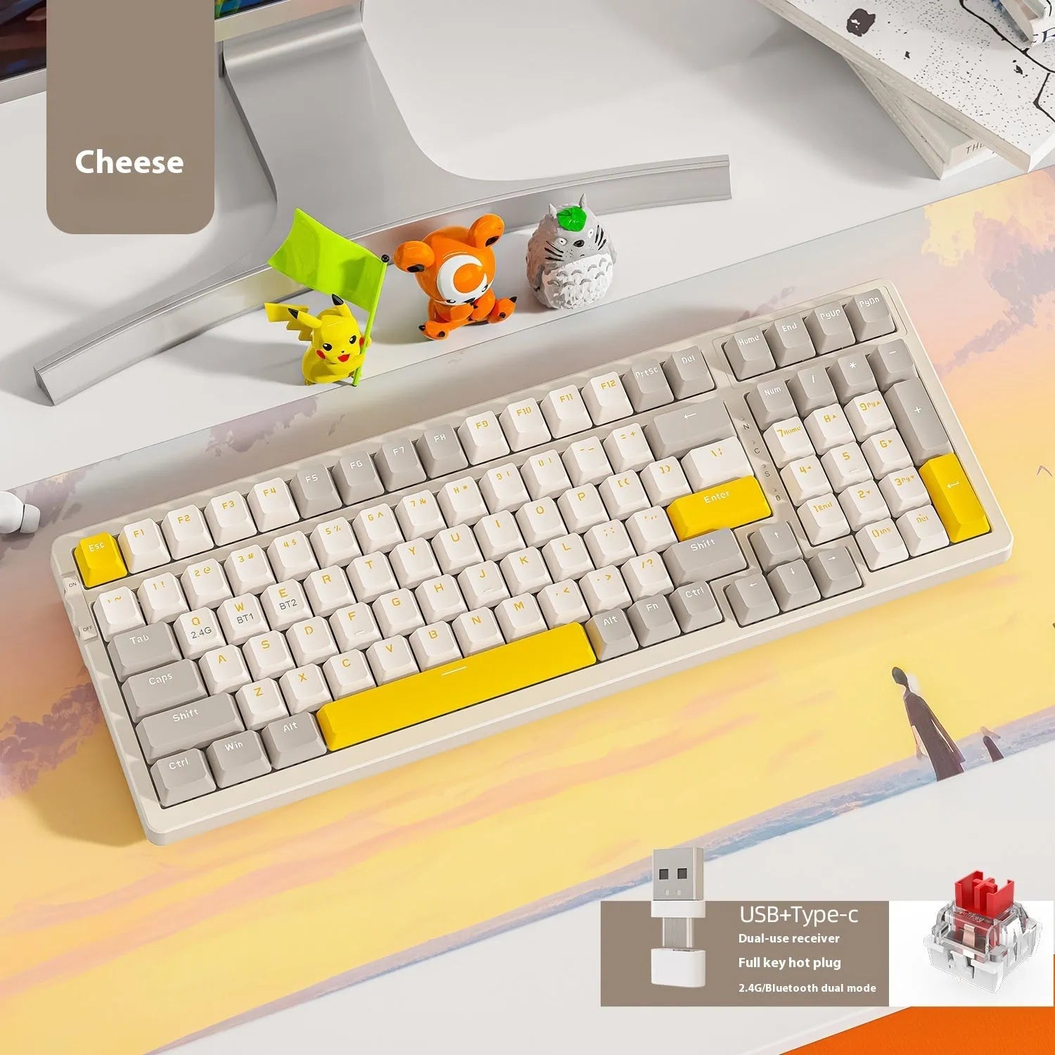 Free Wolf K96 Bluetooth dual-mode mechanical keyboard with Cherry MX Red switches in ABS housing
