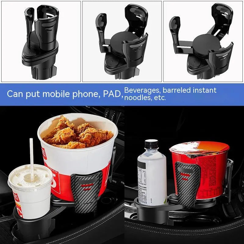 Car cup holder modification accessory in ABS plastic with carbon fibre or matte finish options for vehicle centre console upgrade
