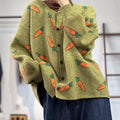 Mori artistic printing loose cardigan sweater with colour contrast design