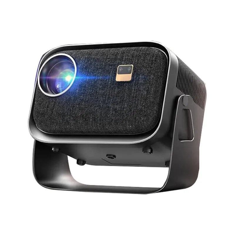 Android 4K portable smart projector with international power compatibility for home cinema and mobile screen mirroring