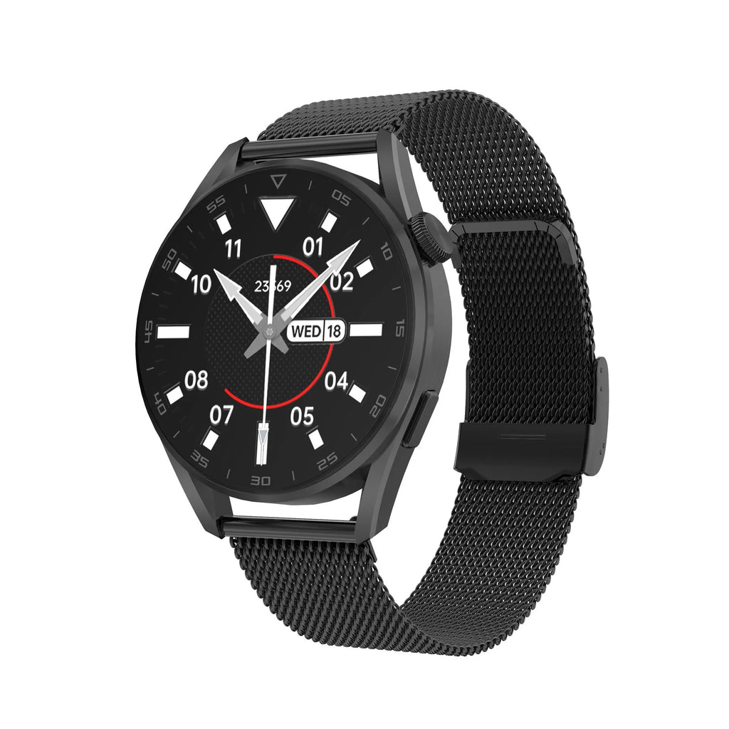 Bluetooth smart watch with call function and QR code scanning on wrist, showing 1.3-inch IPS touch screen