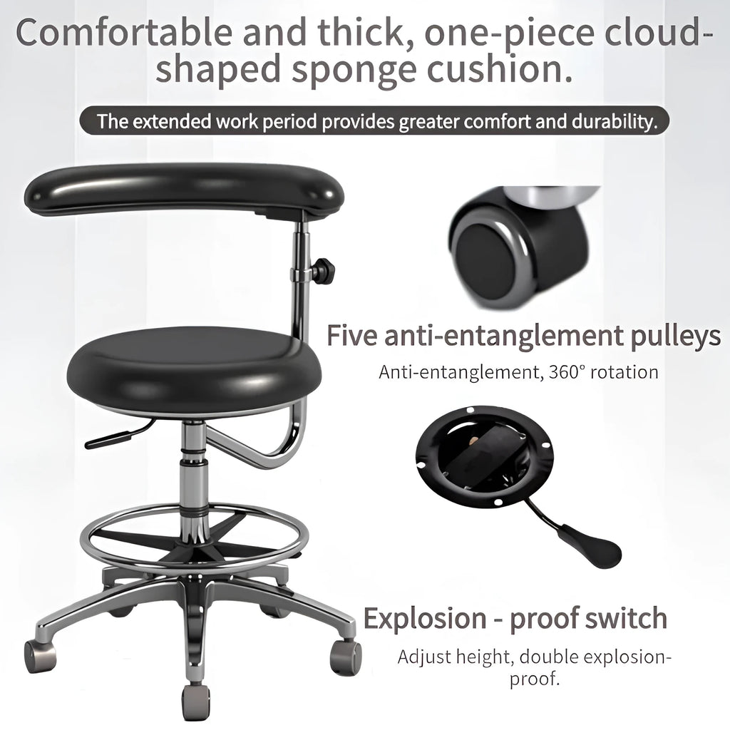 Black leather dental chair for hospital clinical seating