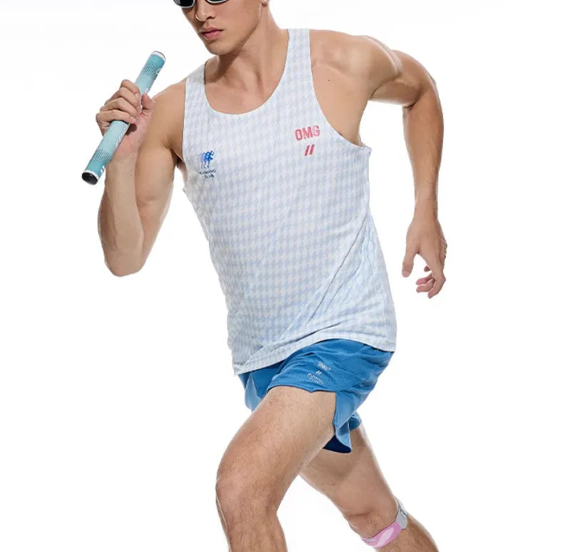 Men's black four-point stretch running shorts with laser-stitched seams on a grey background.