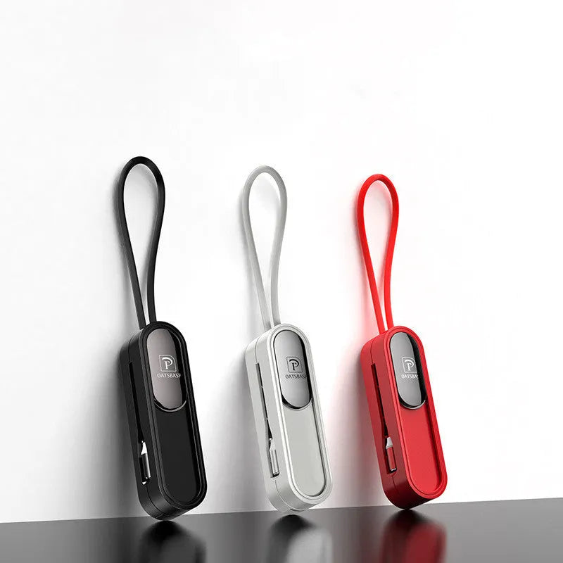 Black magnetic three-in-one USB phone charging cable showing magnetic connector and 40 cm length.
