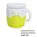 Yellow inflatable PVC ice bucket for beer steins and drink cans at an outdoor setting.