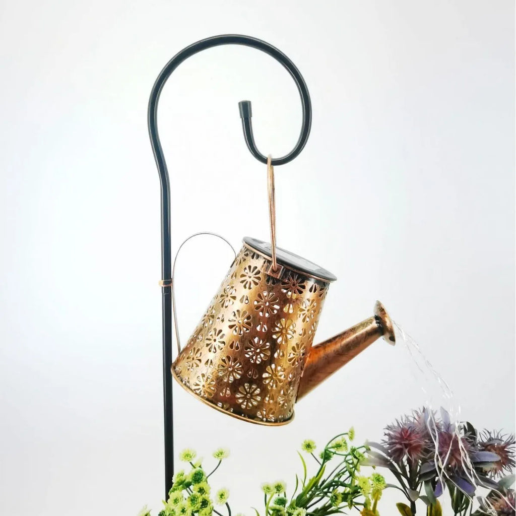 Butterfly kettle solar light in wrought iron for courtyard and garden decoration