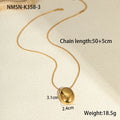 Gold geometric pendant necklace with adjustable chain on stainless steel background