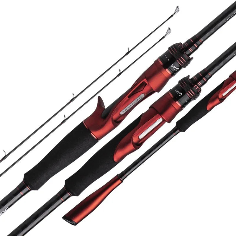 Carbon straight handle and pikestaff style fishing rod for light lure casting in 2.1m and 2.4m lengths