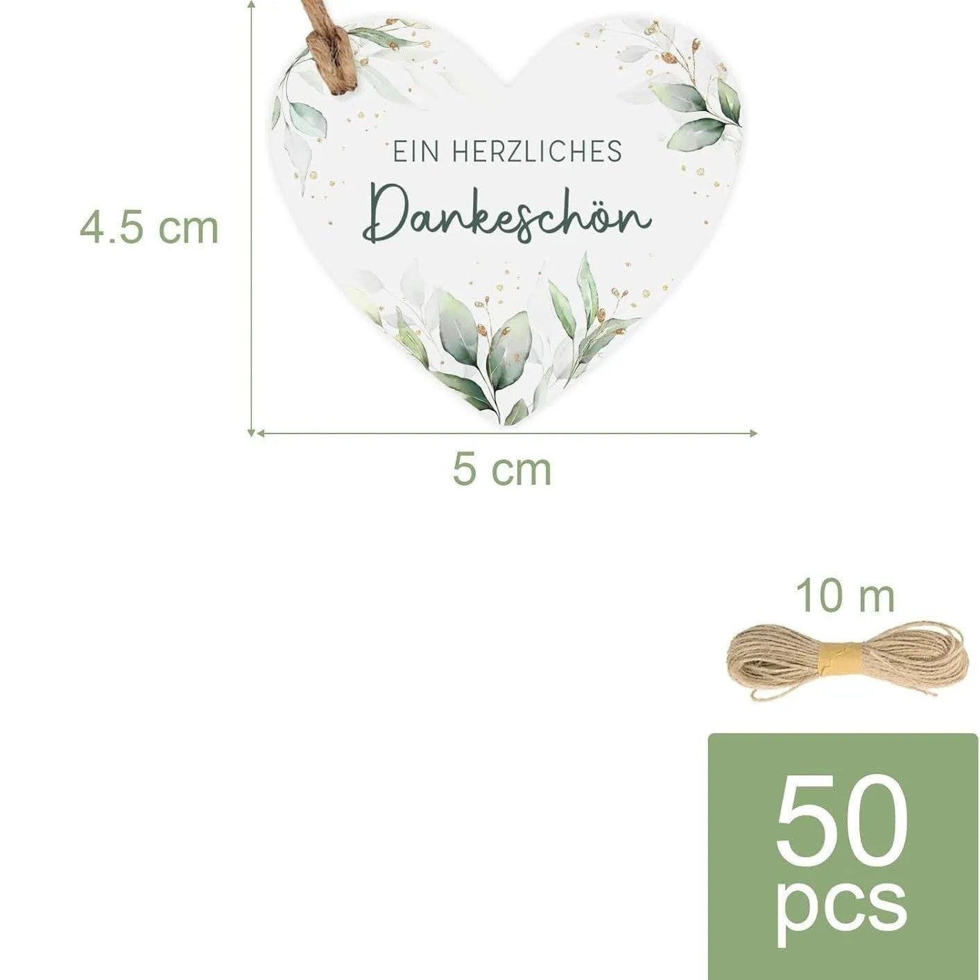Pack of 50 paper flower heart-shaped gift tags in Style 1 or Style 2 for wedding favors