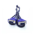 Black VGA cable with blue moulded connectors, 1.5 metres long, for connecting a computer to a monitor or TV.