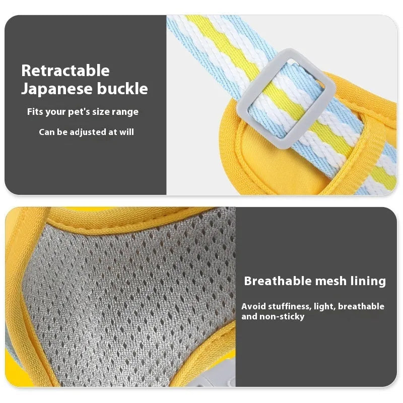 Explosion-proof anti-strangulation dog harness in oxford cloth with attached 1.5 metre rope.