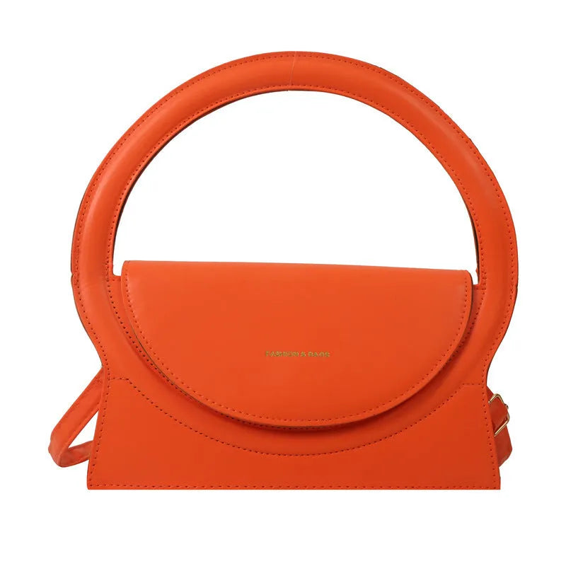 Horizontal square PU leather shoulder messenger bag with sandwich pocket and mobile phone compartment in street trend style