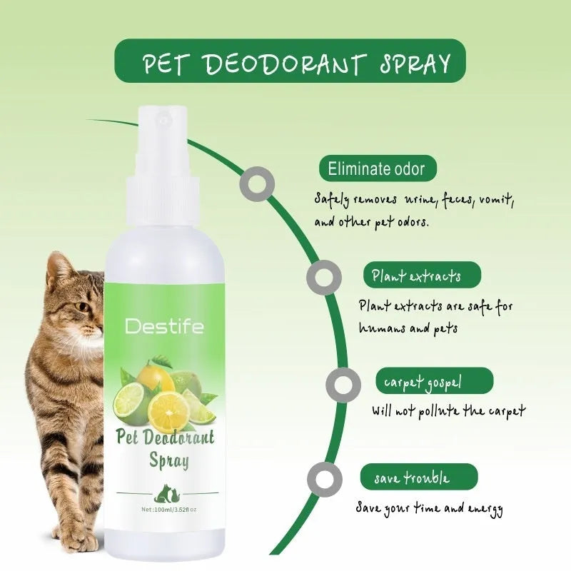 100ml lemon pet deodorant aromatherapy spray bottle for cat and dog cleaning