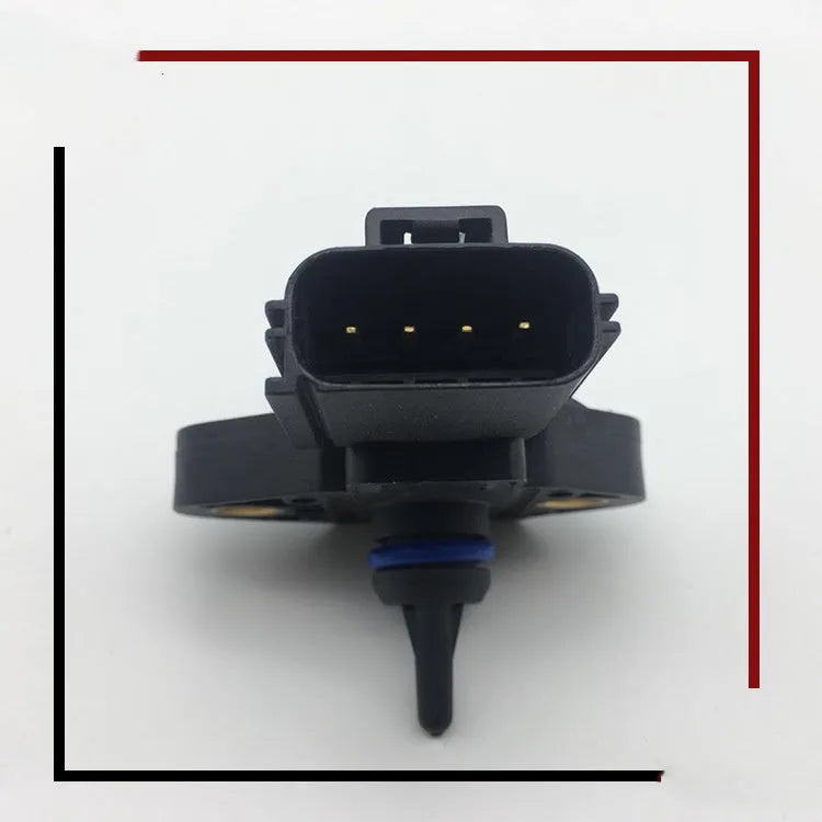 Black Ford compatible intake pressure sensor with electrical connector for automotive installation
