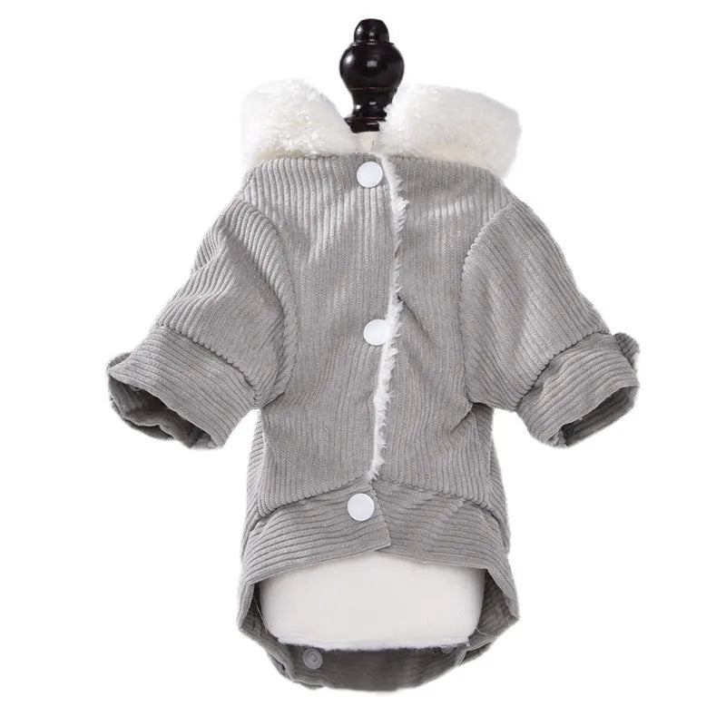Lambswool grey dog winter vest with fleece lining and padding for cold weather warmth