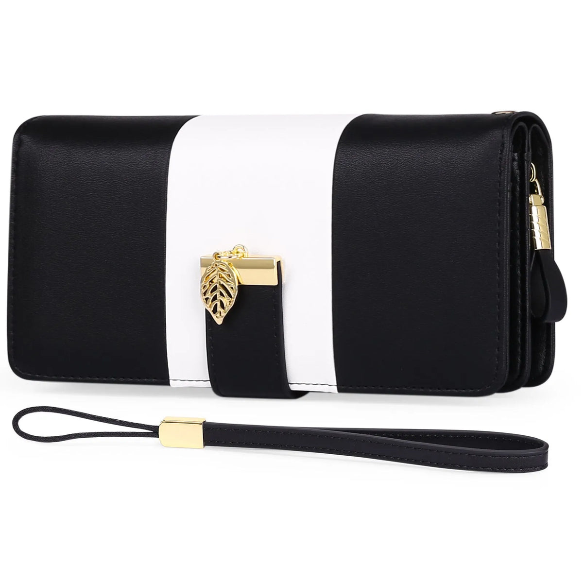 Lock-opening anti-theft clutch handbag in PU leather with microfiber lining, shown in caramel colour