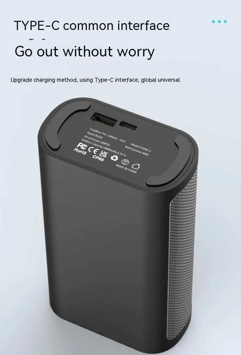Wireless digital display air pump with ABS housing and multiple inflation attachments