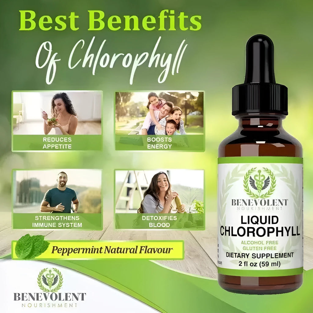 60ml bottle of natural liquid chlorophyll drops for adult intestinal care