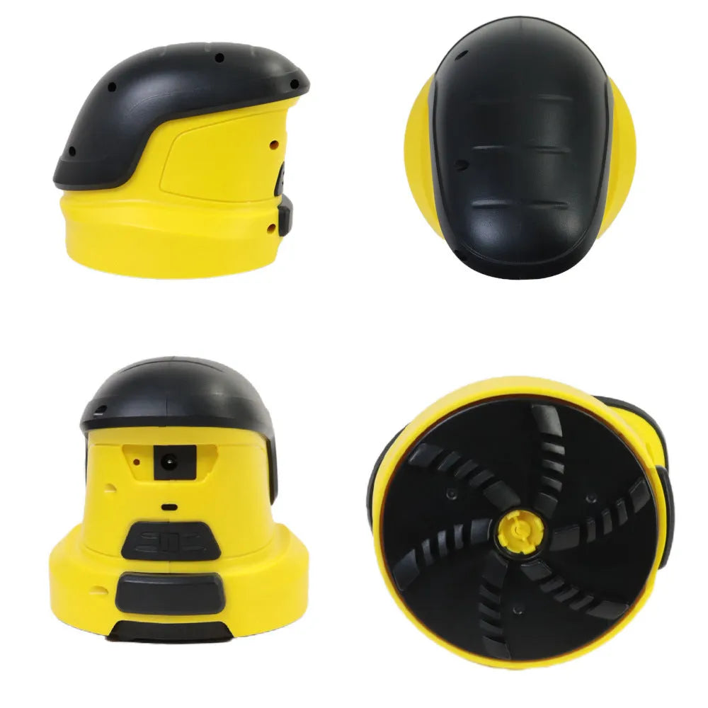 Yellow cordless electric snow scraper for car window deicing with USB charging cable