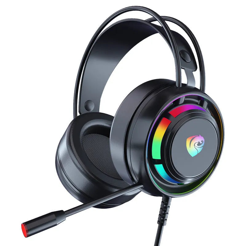 Black wired gaming headset with microphone, sponge ear cushions, and 50mm drivers
