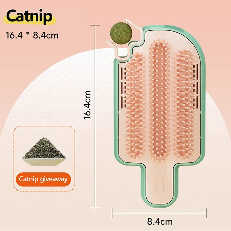 Compact cat rubbing toy with mint balls and feather attachments for scratching relief and sensory play