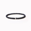 Fine obsidian agate blue san bracelet with 4mm black and blue beads, chamfered square grain, unisex free size electroplated jewellery