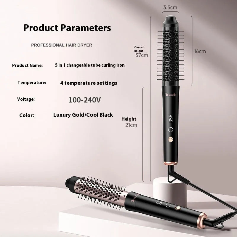 Rose gold and black automatic hair curler with 1000W power on a white background.