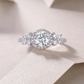 1 carat moissanite wedding ring set in S925 silver with platinum plating, sizes 5 to 9, gift box and GRA certificate