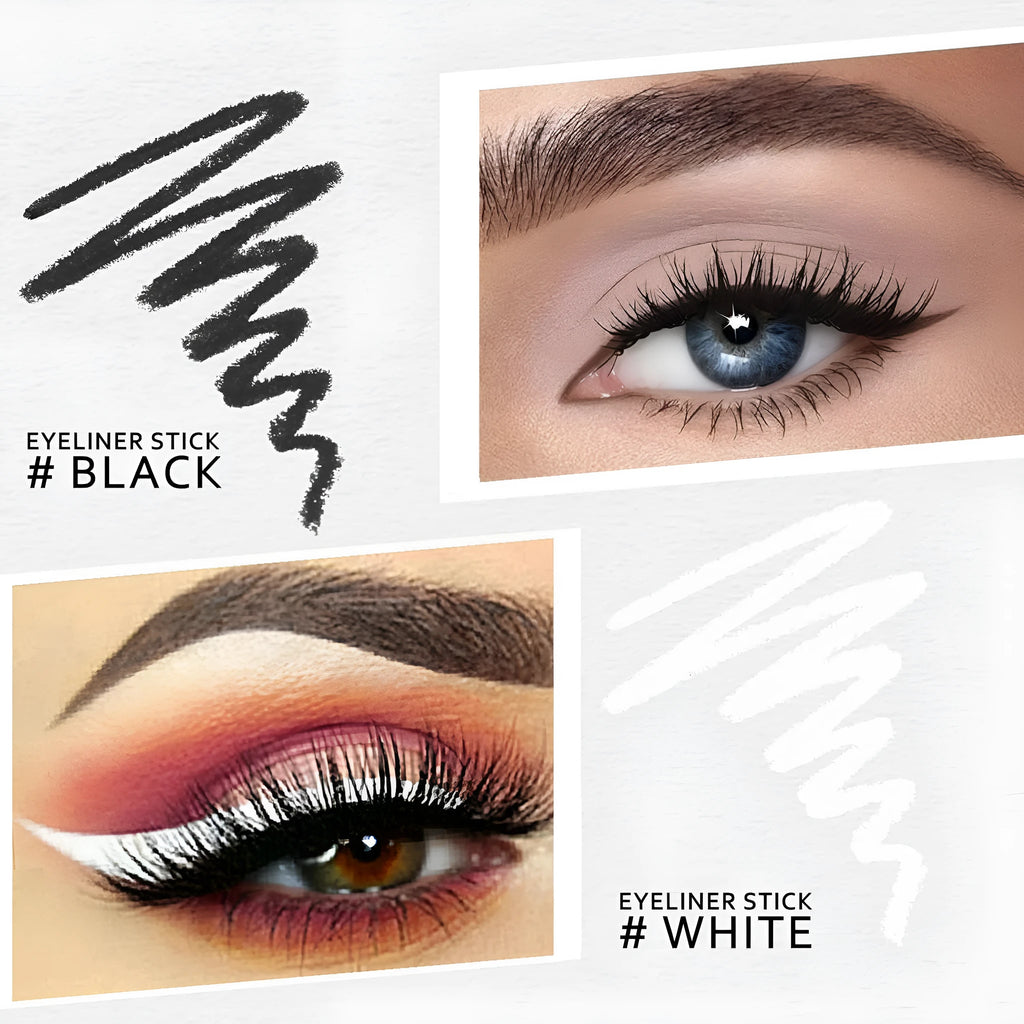 12-piece waterproof white and black eyeliner pencil set with sharpener for versatile makeup application
